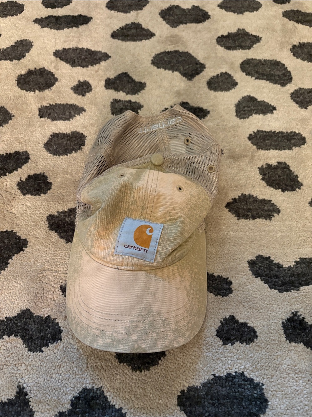 Carhartt Beige Tan Distressed Mesh-Back Logo Cap